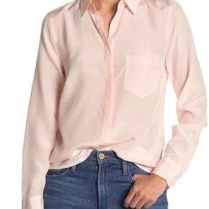 NWT J.Crew 365 100% Silk Blush Pink Long Sleeve Button Down 0